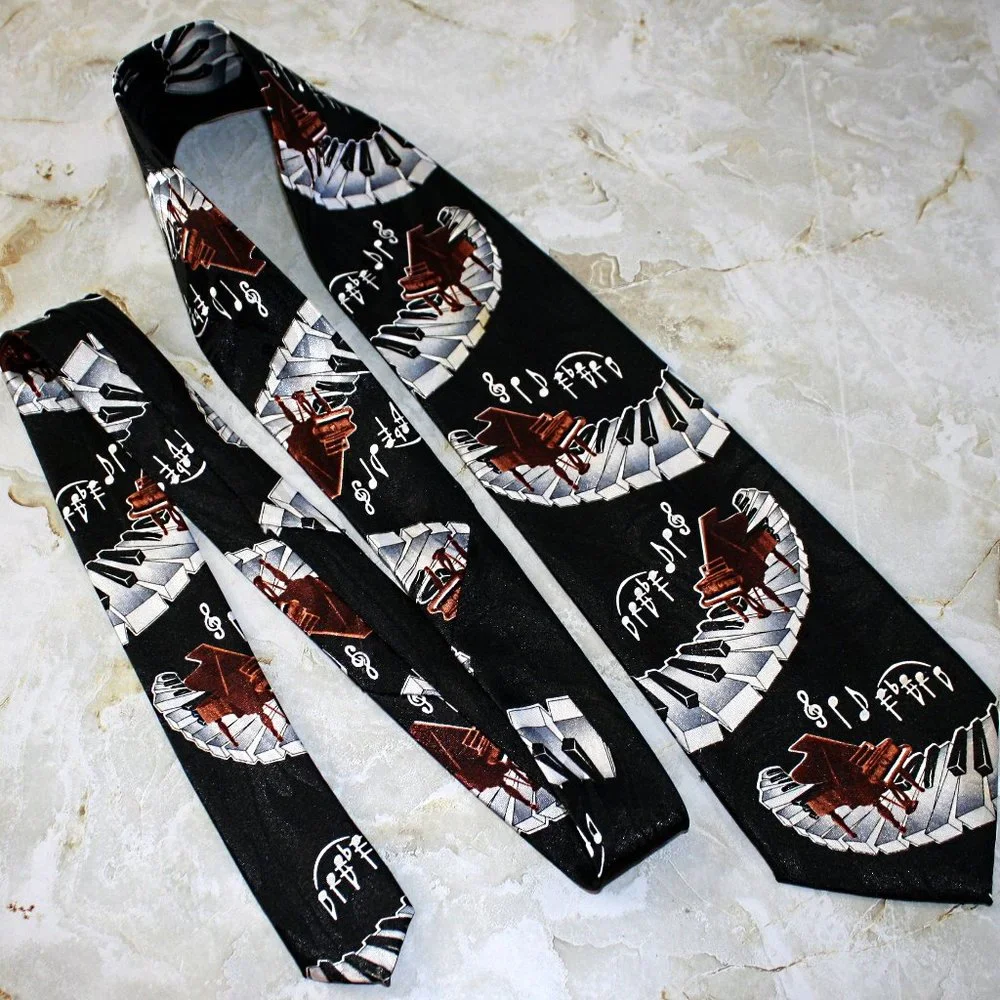 FRATELLO Neck Tie Piano Baby Grand Keyboard Colorful Musical Necktie